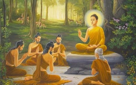 Đức Phật quán nhân duyên giáo hóa năm ẩn sĩ Kiều Trần Như